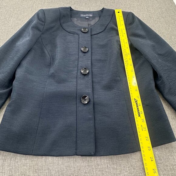 Evan Picone Blazer Navy Blue  16 Petite 3/4th Sleeves‎ Lined buttons Polyester - Picture 2 of 11